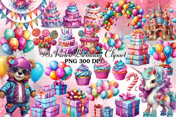 Download 90s Retro Birthday Clipart Bundle - 90s Collection